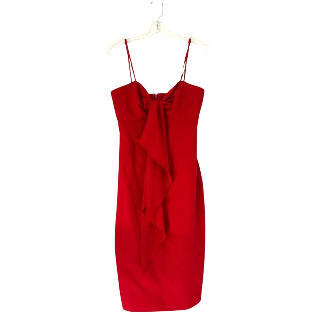 BCBGMAXAZRIA Crimson Red Ruffle Cocktail Dress 4 Glam